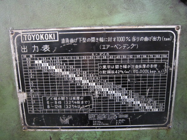 東洋工機 油圧ベンダー 2000×50t