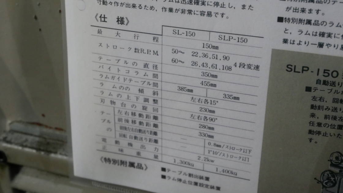 中防鉄工所 150mmスロッター SL-150