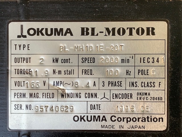 オークマ 2kw標準横型モーター BL-MH101E-20T