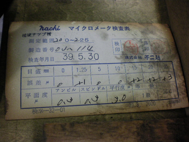 不二越,NACHI, マイクロメーター 
