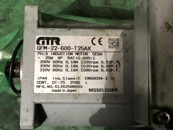 NISSEI/ニッセイ モーター GFM-22-600-T25AX