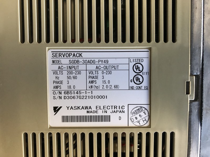 安川電機 YASKAWA ELECTRIC サーボパック SGDB-30ADG-PY49