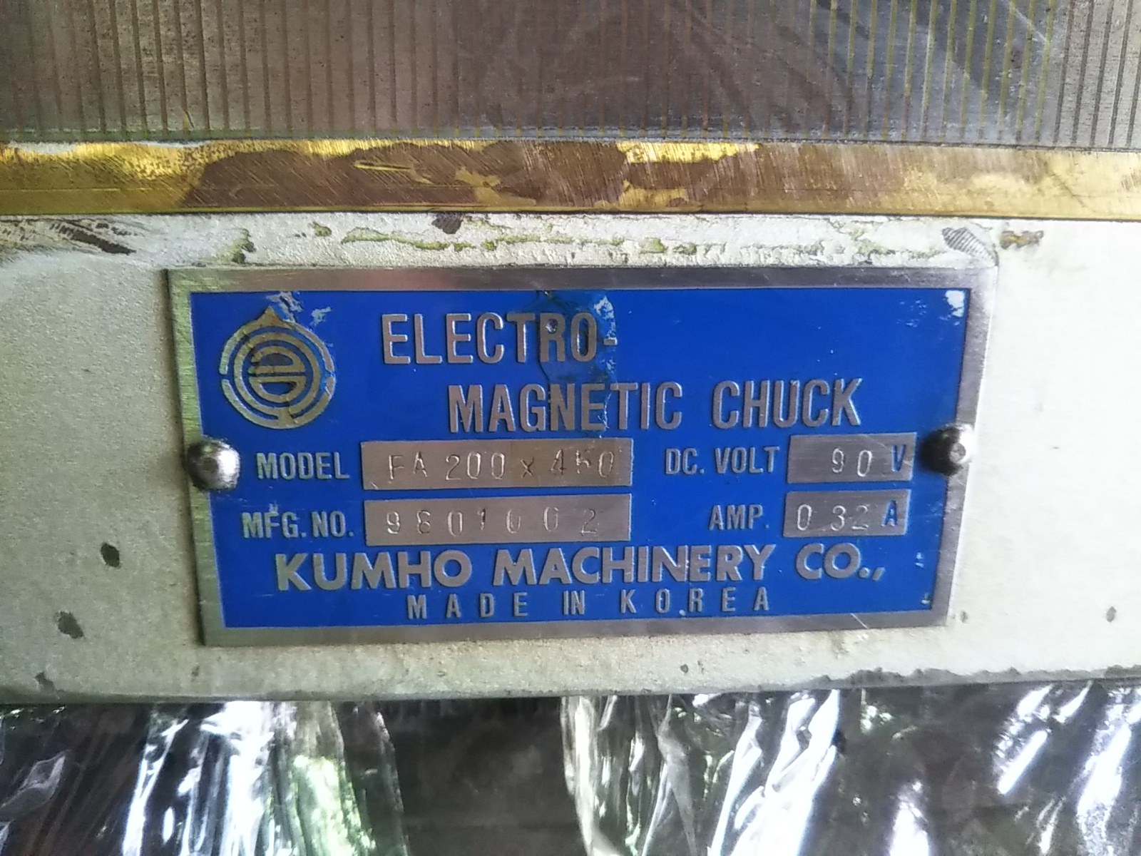 KUMHO MACHINERY マグネットチャック FA200×450