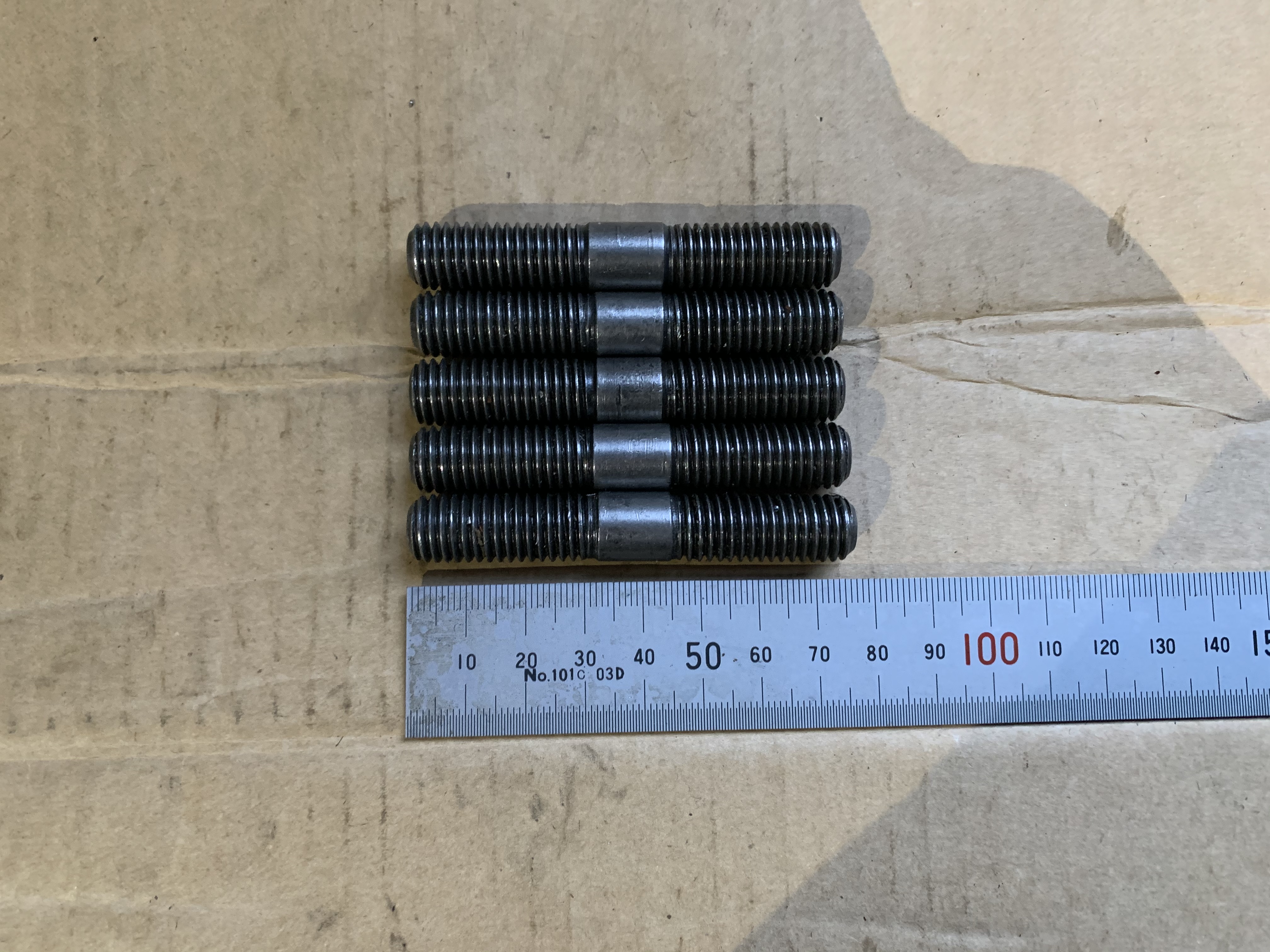 不明 スタッドボルトセット 5本　長さ75mm　 ねじ径12mm