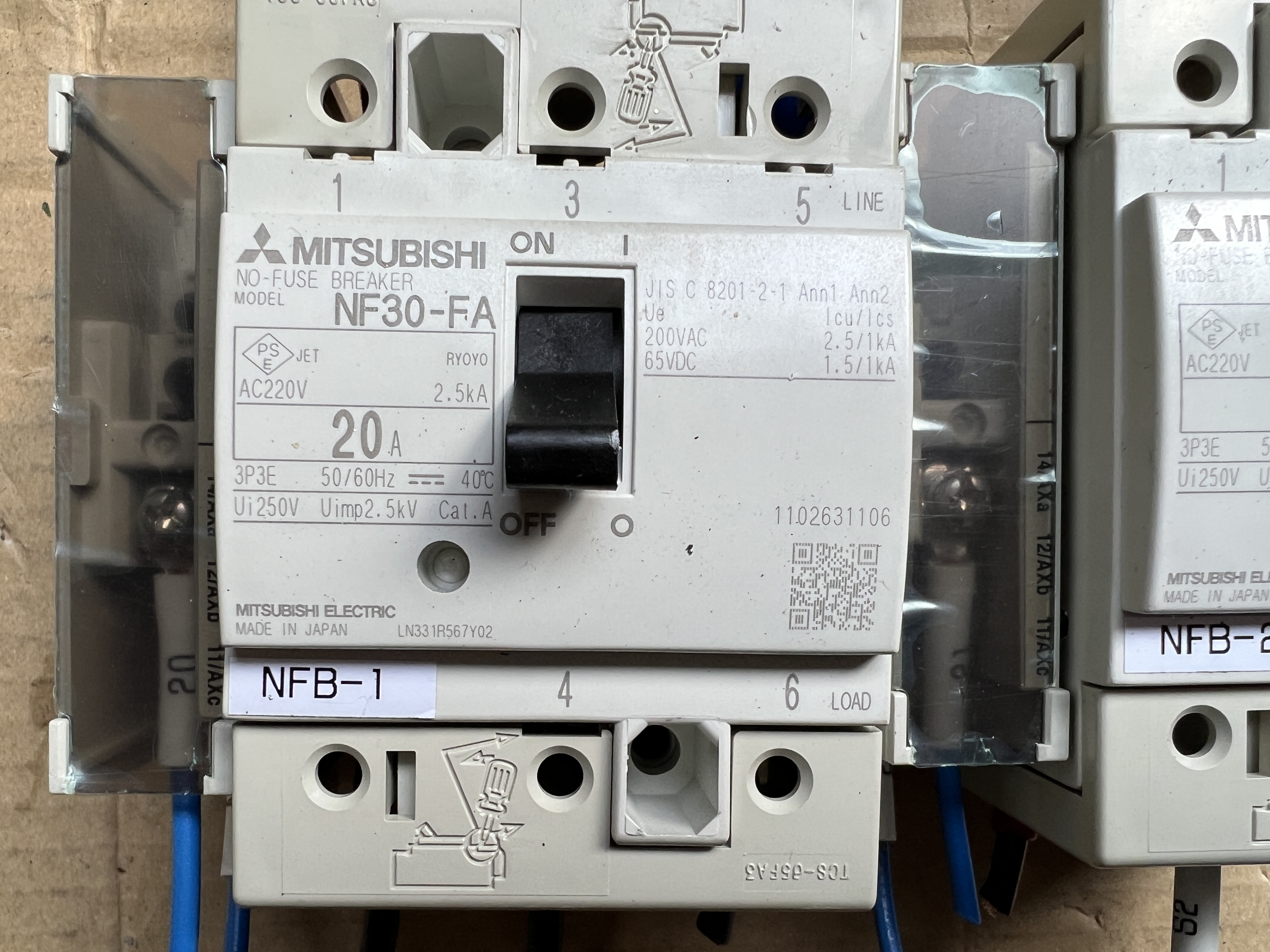 三菱/MITSUBISHI 遮断器 NF-FAシリーズ2個 【遮断器 NF-FAシリーズ2個】NF30-FA(20A)
