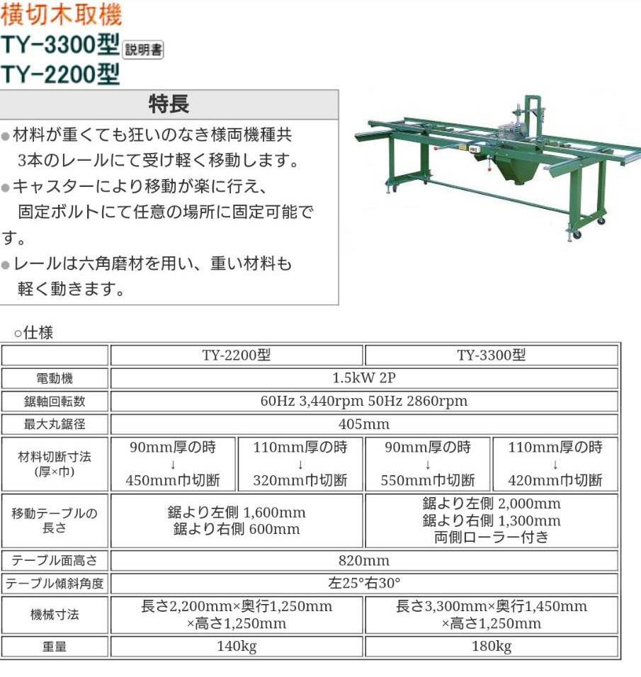 寺西工業株式会社 横切木取機 TY-2200型