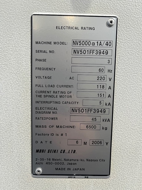 森精機 立マシニング NV5000a1A/40