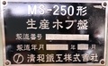清和 ホブ盤 MS-250